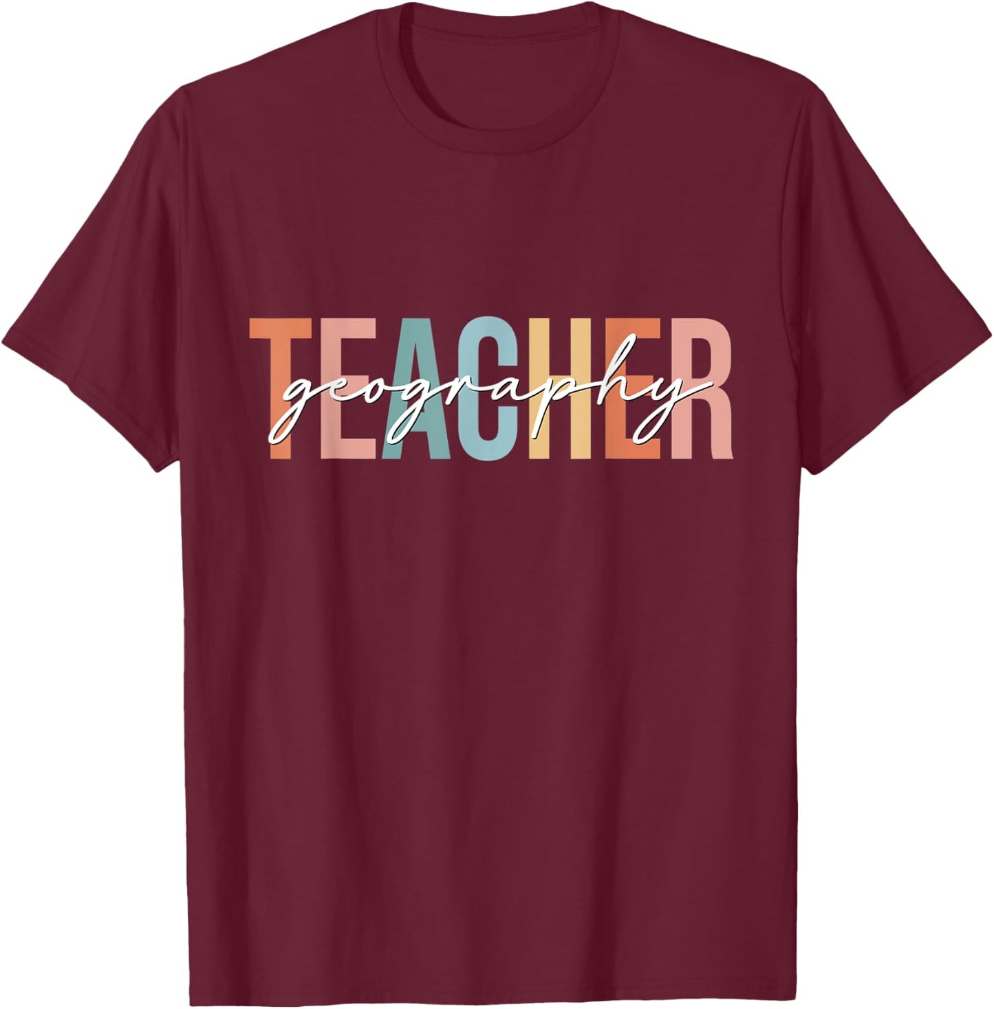 Boho Retro Vintage Geography Teacher Back To School Women T-Shirt - T-Shirt | Maroon