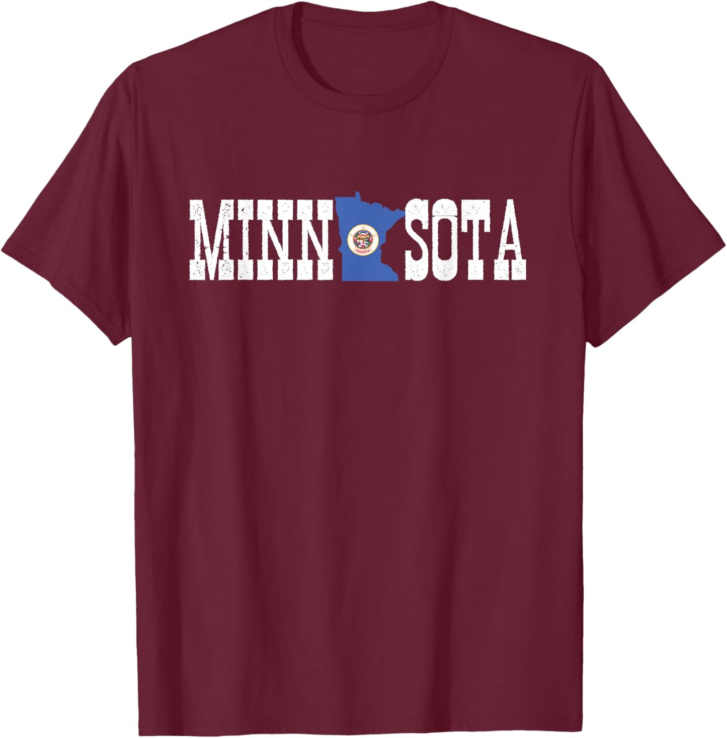 Minnesota State and Minnesota Flag with Pride for Minnesota T-Shirt - T-Shirt | Maroon