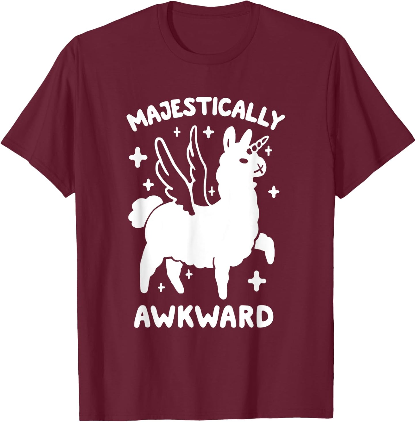 Majestically Awkward Llamacorn Funny Cute Llama T-Shirt - T-Shirt | Maroon