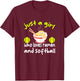 Just A Girl Who Loves Ramen And Softball Funny Softball Love T-Shirt - T-Shirt | Maroon
