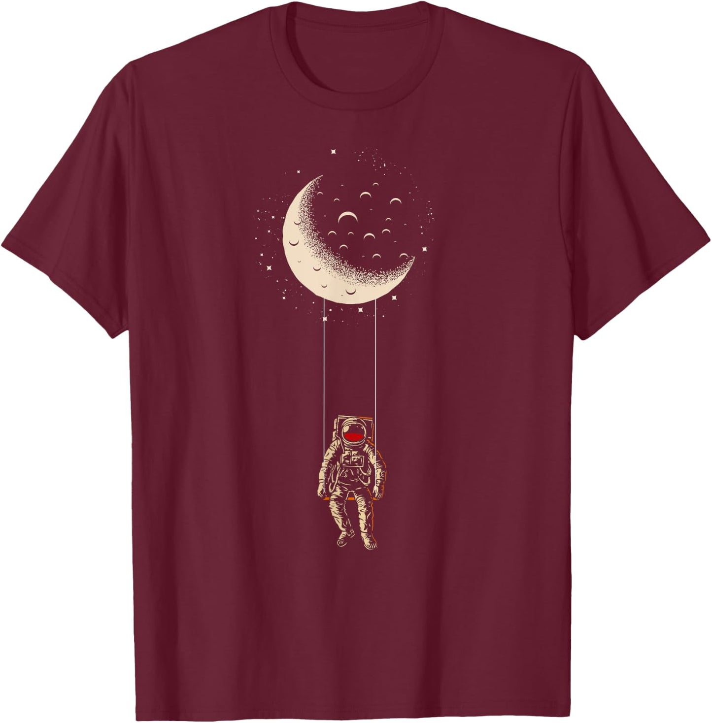 Moon - Astronaut Swing - Space Man - Cosmos - Astonomy T-Shirt - T-Shirt | Maroon