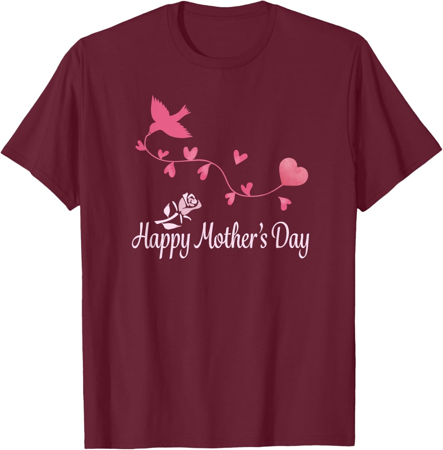 Happy Mother's Day - Bird with Heart T-Shirt - T-Shirt | Maroon
