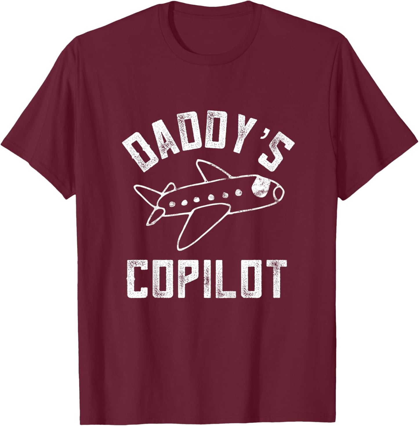 Kids Airplane Themed Gifts For Kids Future Pilot Daddys CoPilot T-Shirt - T-Shirt | Maroon