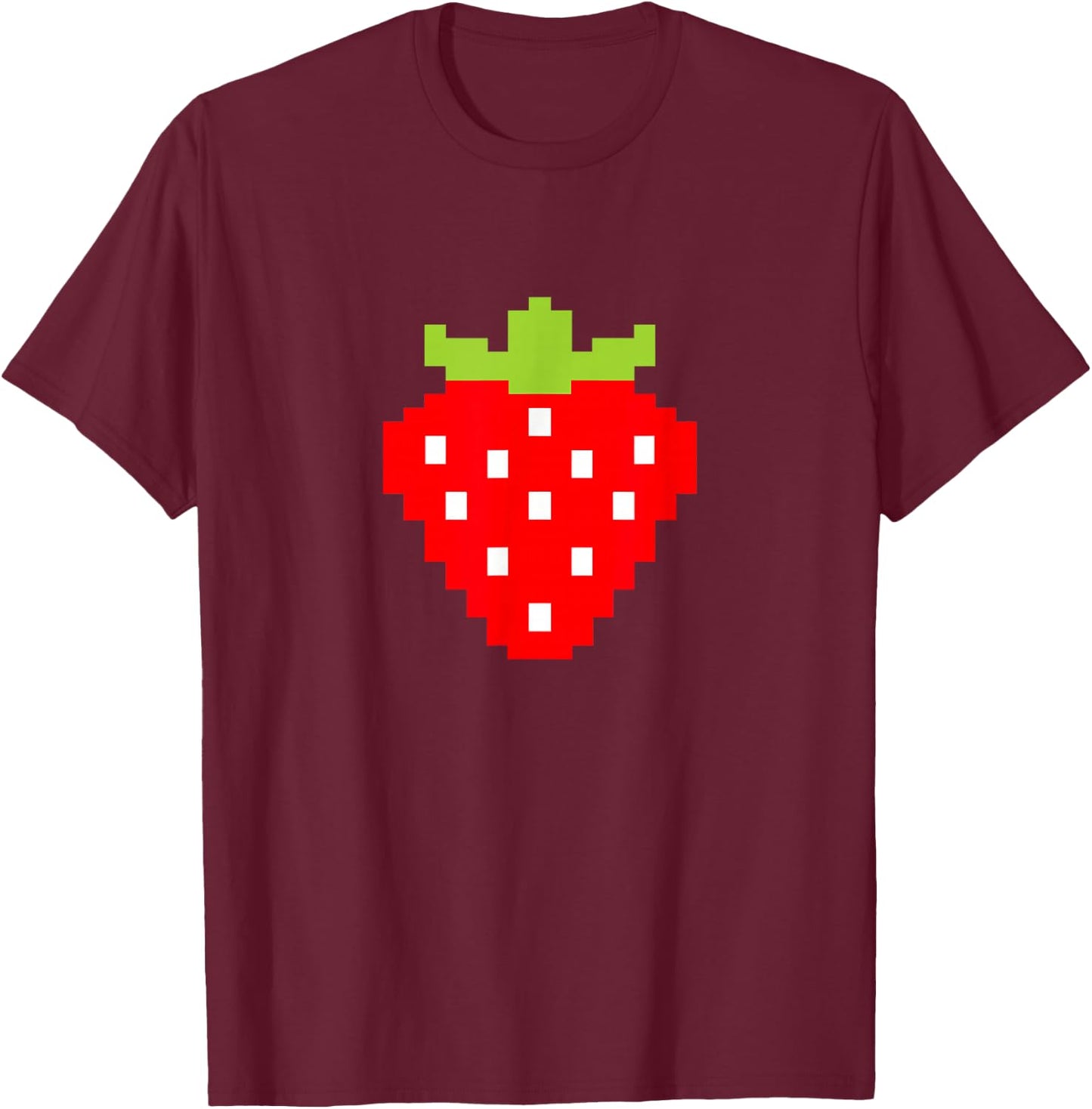 Pixel Strawberry Video Game Player T-Shirt - T-Shirt | Maroon