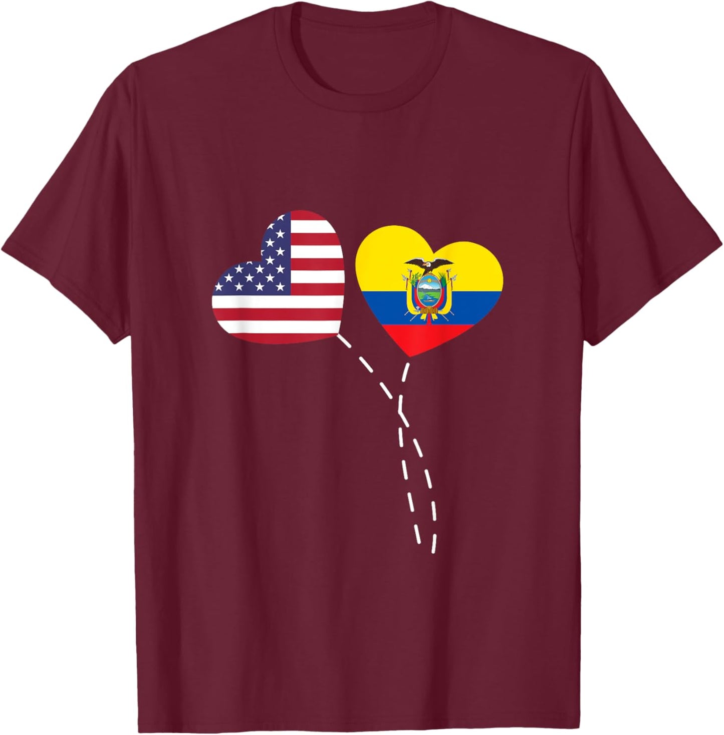 Loving USA Ecuador Flag Heart Ecuadorian Americans Love T-Shirt - T-Shirt | Maroon