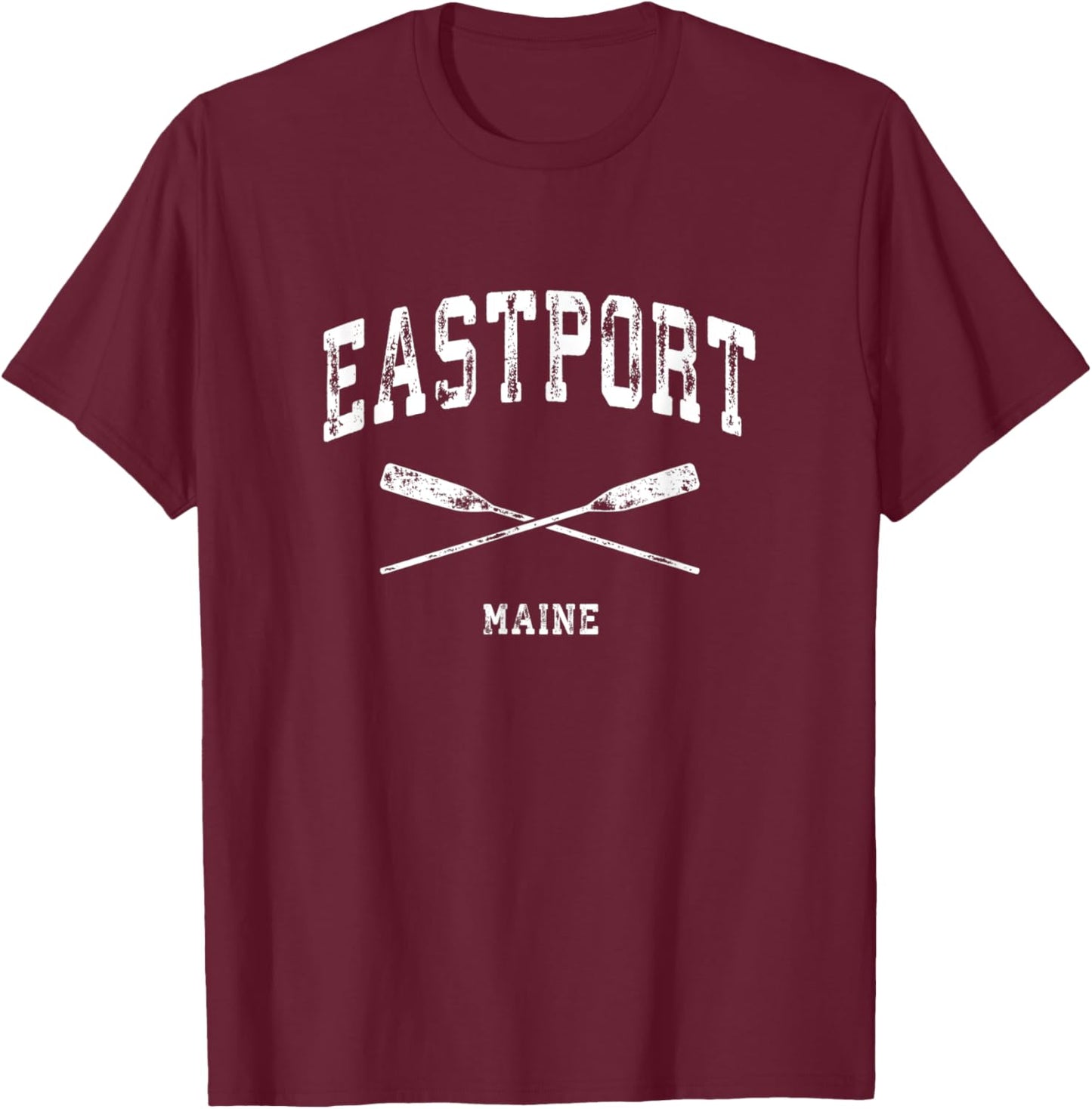 Eastport Maine Vintage Nautical Crossed Oars T-Shirt - T-Shirt | Maroon