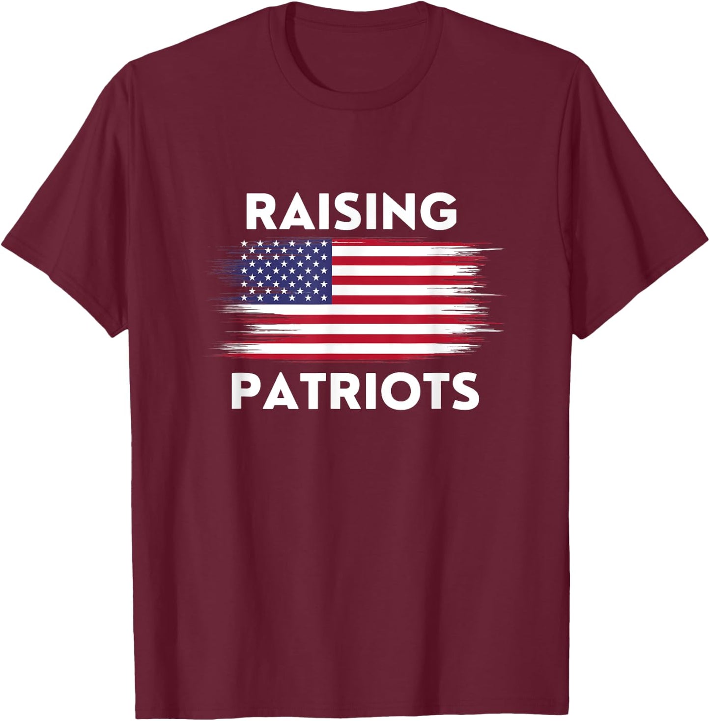 Raising Patriots Distressed American Flag T-Shirt - T-Shirt | Maroon