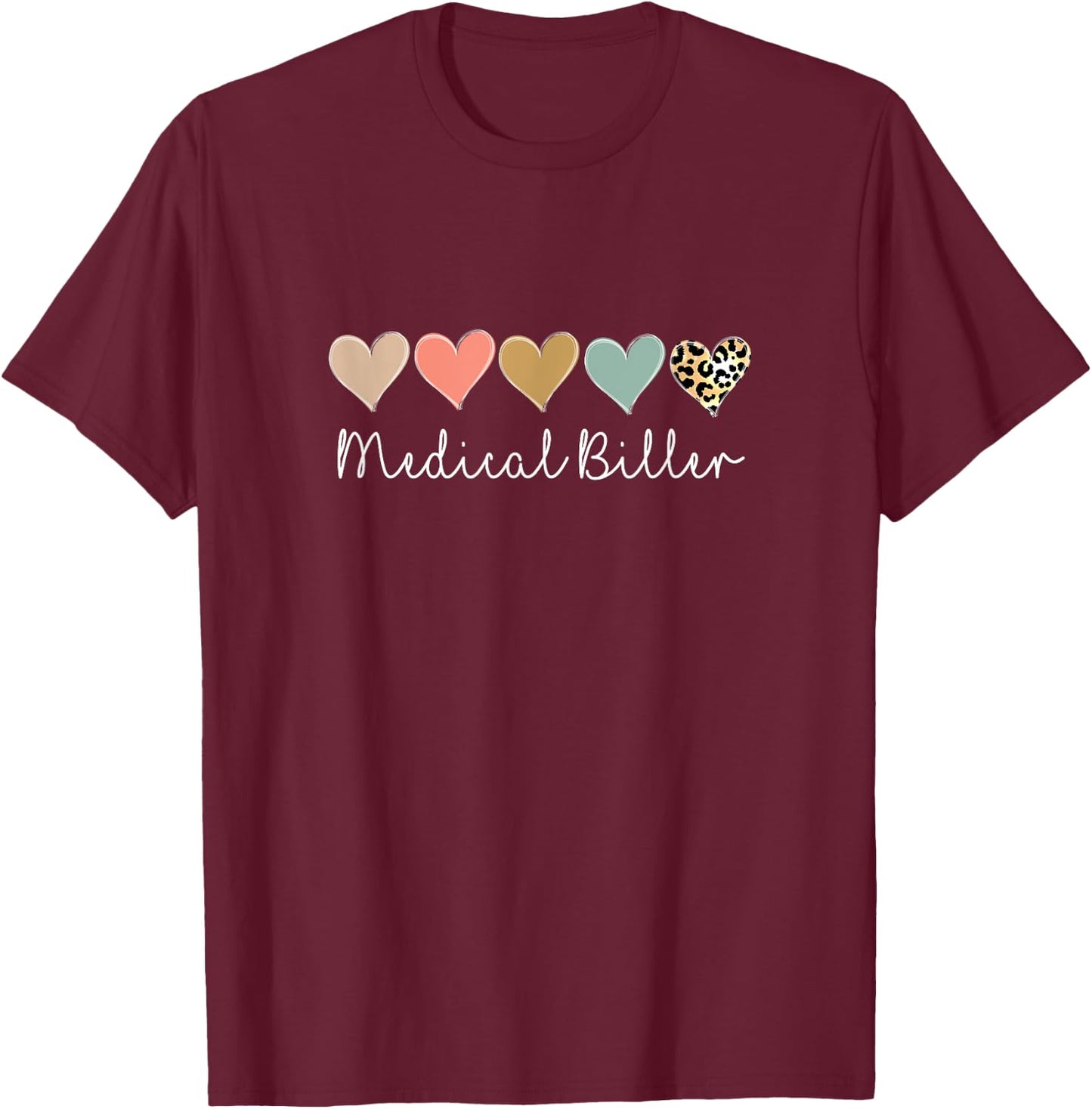 Medical Biller, Leopard Medical billing specialist Team T-Shirt - T-Shirt | Maroon