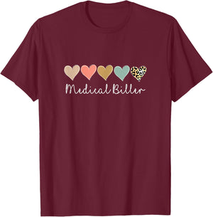 Medical Biller, Leopard Medical billing specialist Team T-Shirt - T-Shirt | Maroon