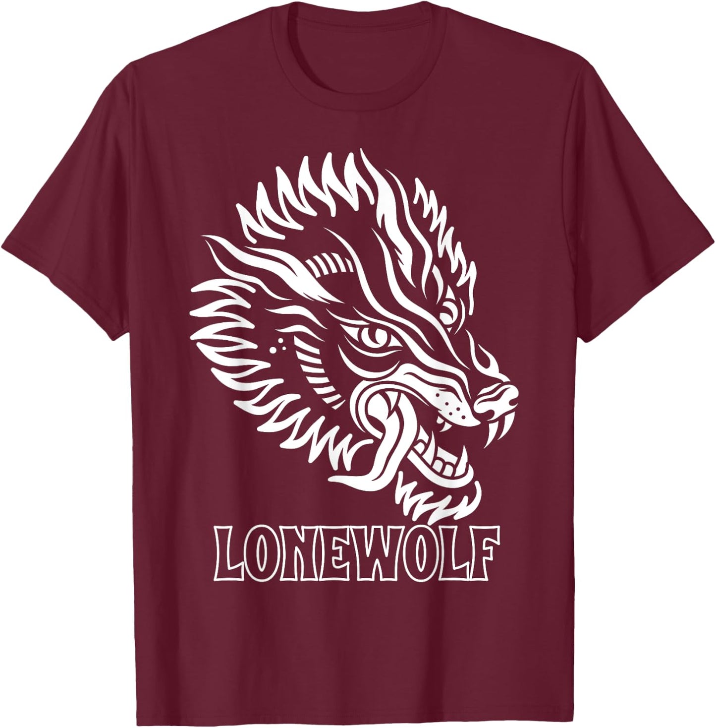 Vintage Wolf Shirt Lonewolf Lone Biker Lowbrow Wolf T-Shirt - T-Shirt | Maroon
