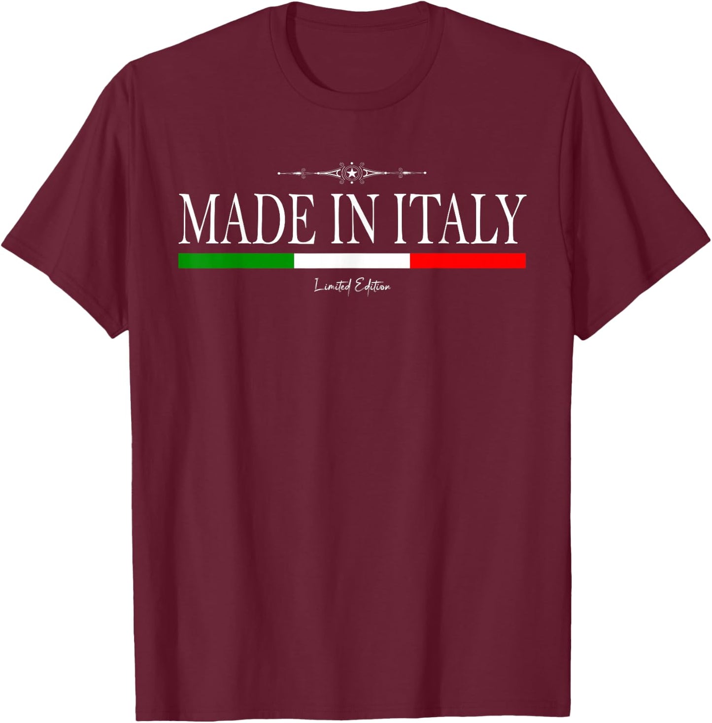 Made in Italy Limited Edition Italian Flag Proud Italian T-Shirt - T-Shirt | Maroon