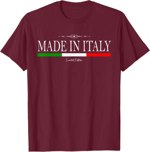 Made in Italy Limited Edition Italian Flag Proud Italian T-Shirt - T-Shirt | Maroon