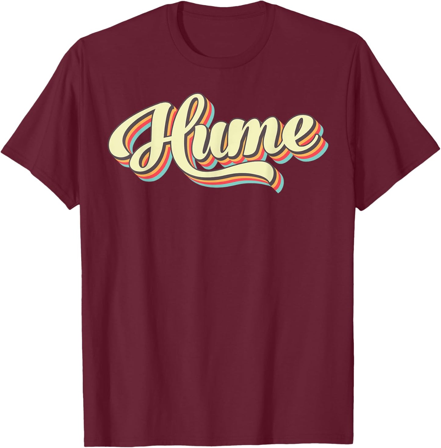 Hume Retro Art Baseball Font Vintage T-Shirt - T-Shirt | Maroon