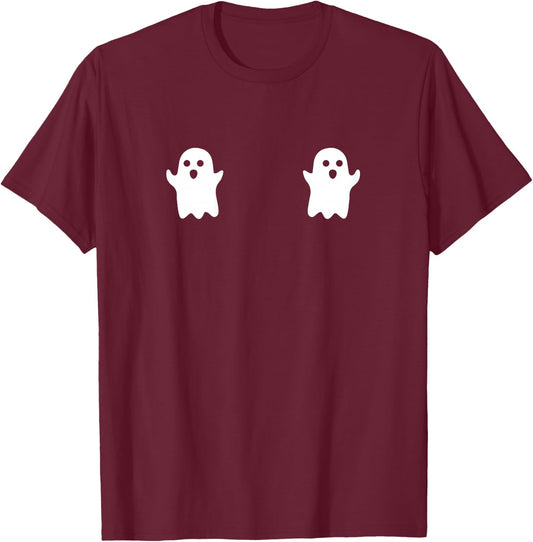 Ghost Boobies Ghost Tits Ghost Boobs Ghosts Chest T-Shirt - T-Shirt | Maroon