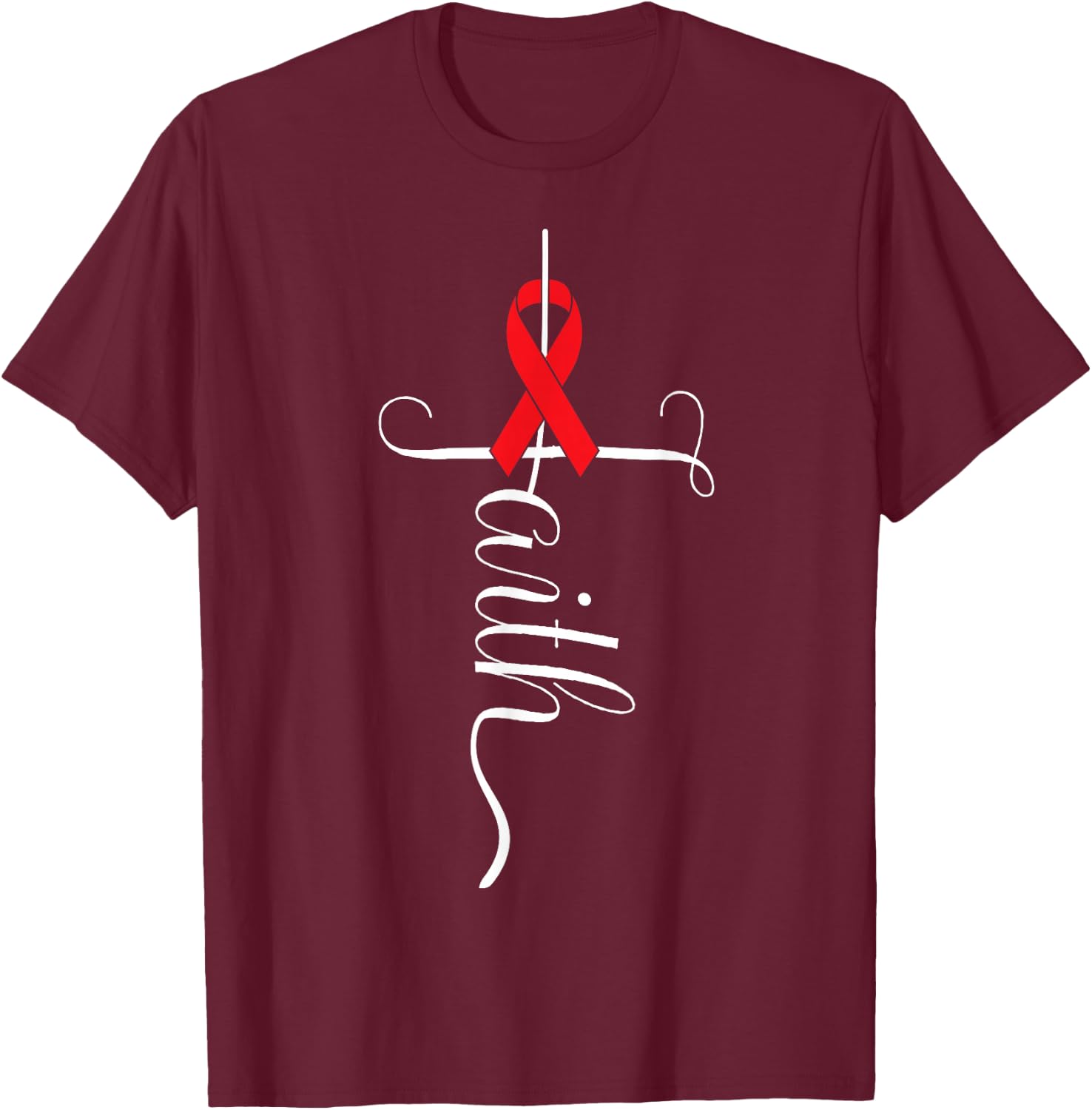 Stroke Survivor Stroke Awareness Red Ribbon T-Shirt - T-Shirt | Maroon