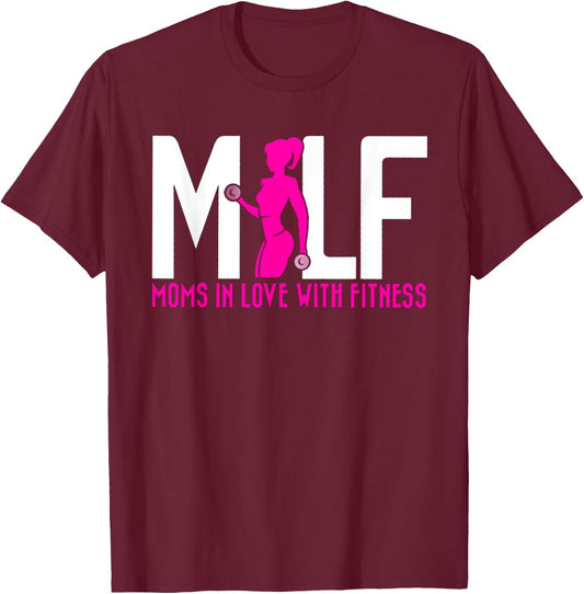 Funny Moms In Love With Fitness MILF T-Shirt - T-Shirt | Maroon