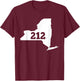 New York 212 Area Code T-Shirt - T-Shirt | Maroon