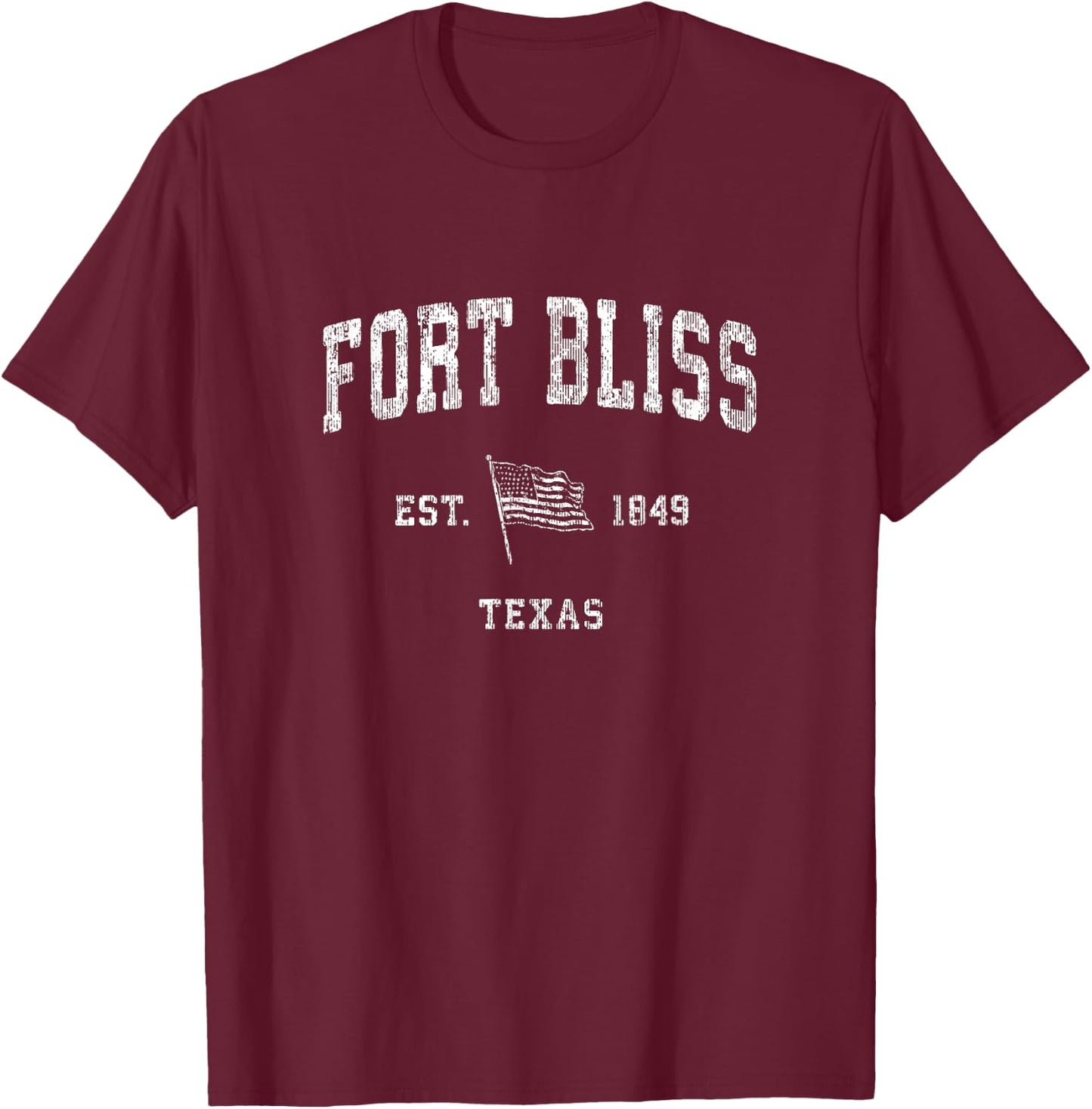 Fort Bliss Texas TX Vintage US Flag Sports T-Shirt - T-Shirt | Maroon