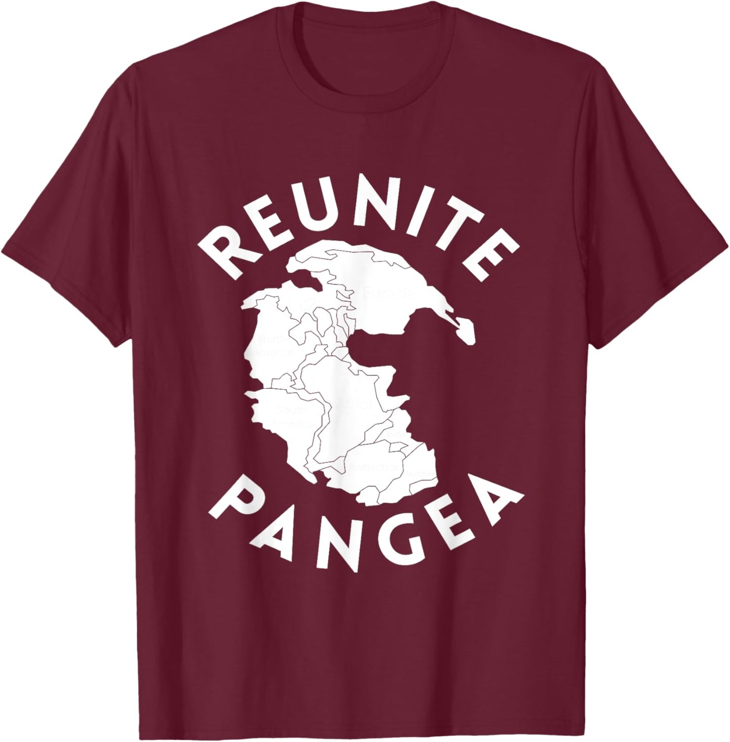 Reunite Pangea Geology T-Shirt - T-Shirt | Maroon