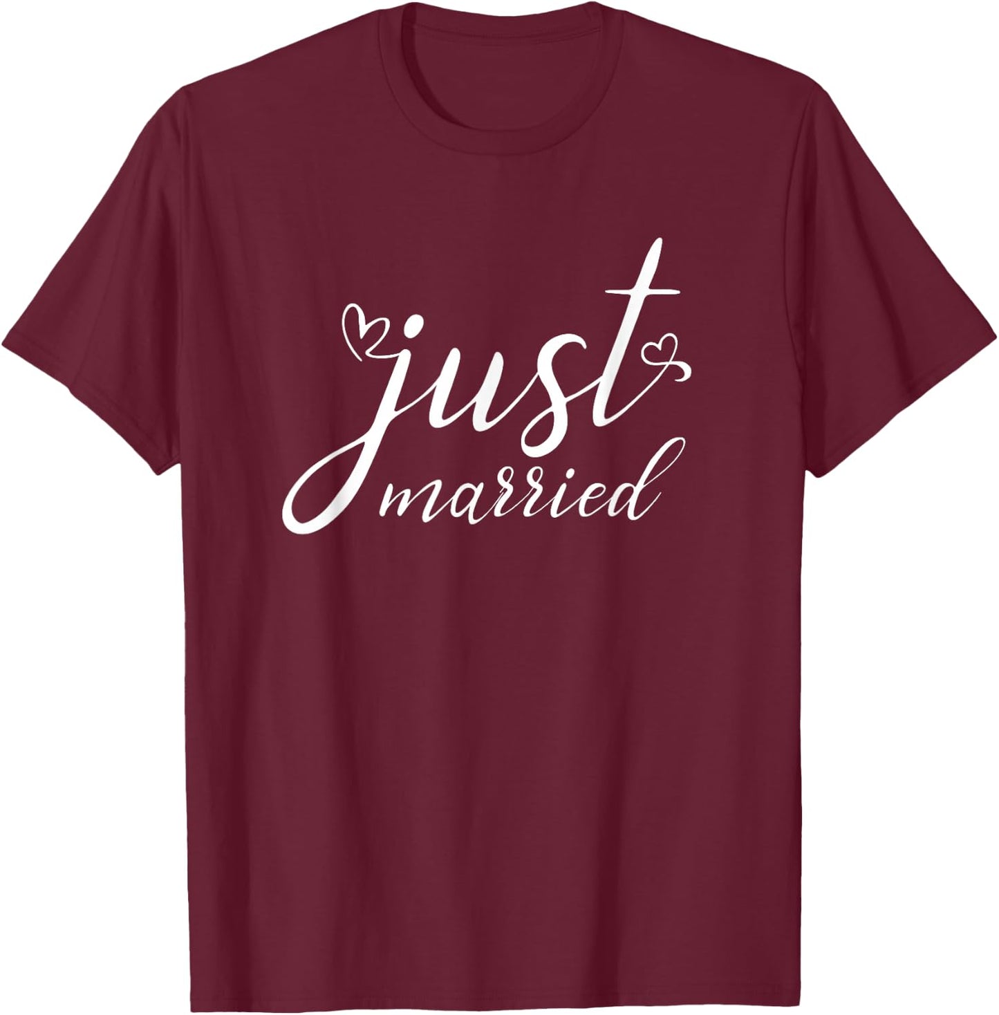 Just Married Wedding Gift Couples Beach Vacation Honeymoon T-Shirt - T-Shirt | Maroon