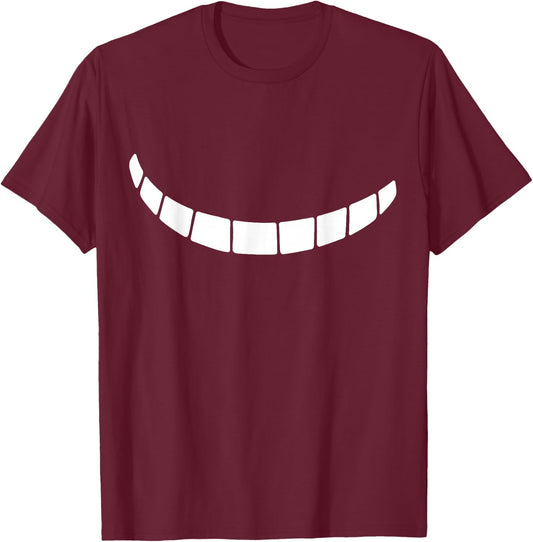 Cheshire Grinning Smiling Alice in Wonderland T-Shirt - T-Shirt | Maroon