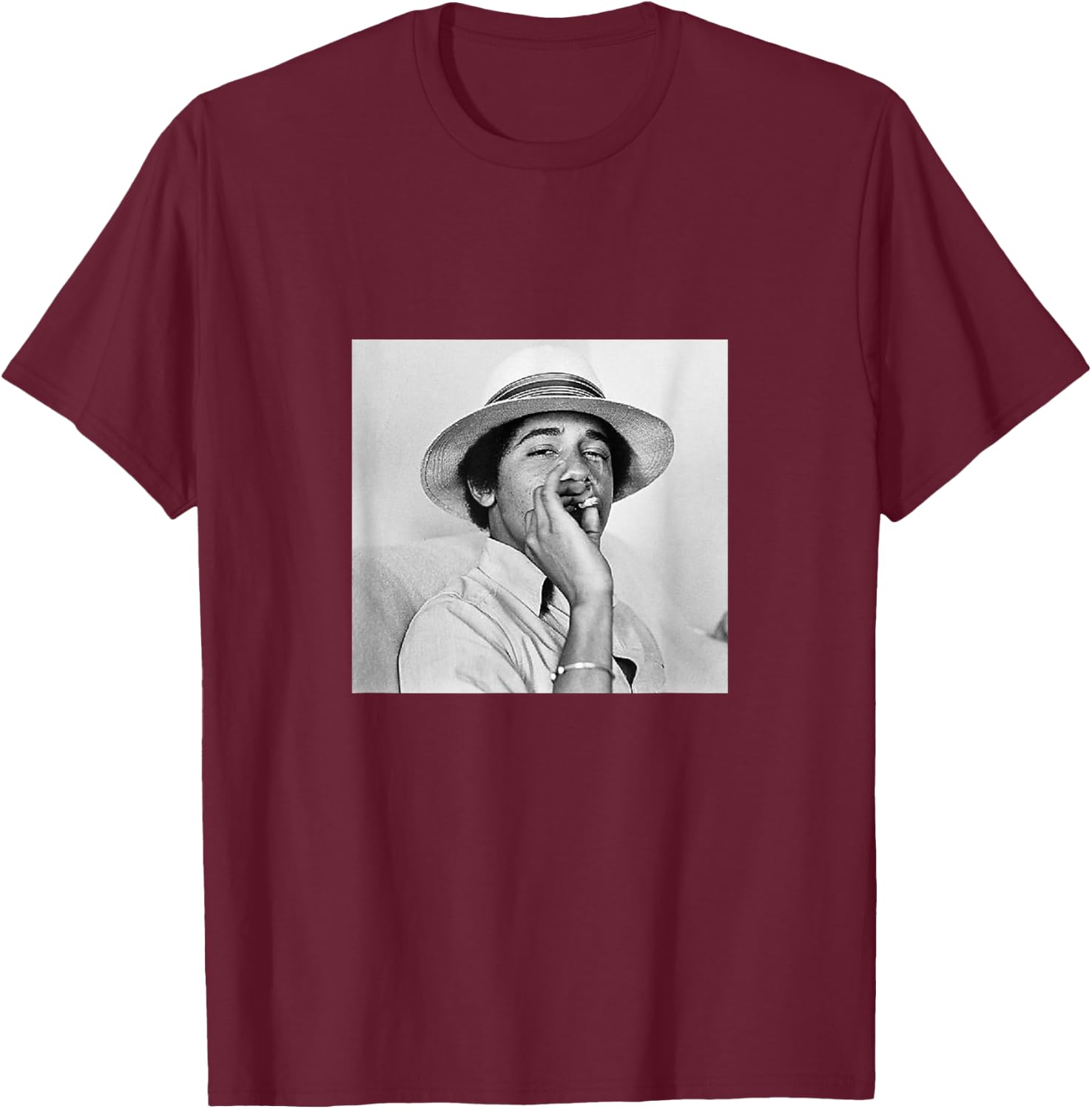 Barack Obama Smoking in College | Vintage Young Obama T-Shirt - T-Shirt | Maroon