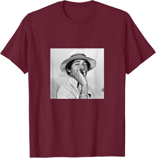 Barack Obama Smoking in College | Vintage Young Obama T-Shirt - T-Shirt | Maroon