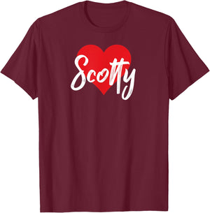 I Love Scotty First Name I Heart Named T-Shirt - T-Shirt | Maroon