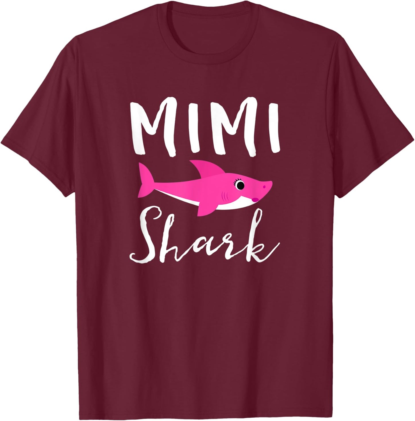 Mimi Shark Grandma Grandmother Pink Shark Graphic T-Shirt - T-Shirt | Maroon