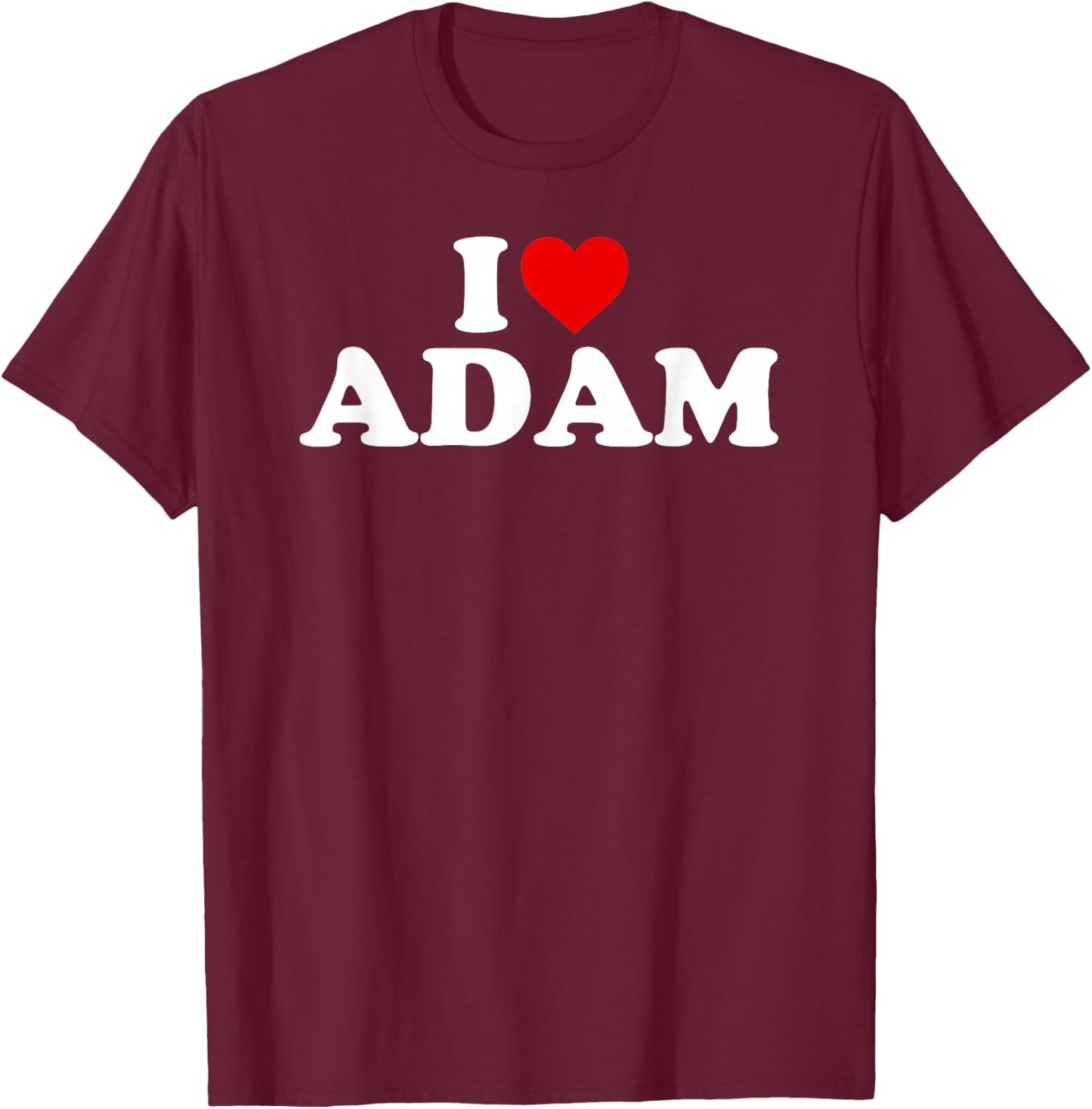 I Love Adam - Heart T-Shirt - T-Shirt | Maroon