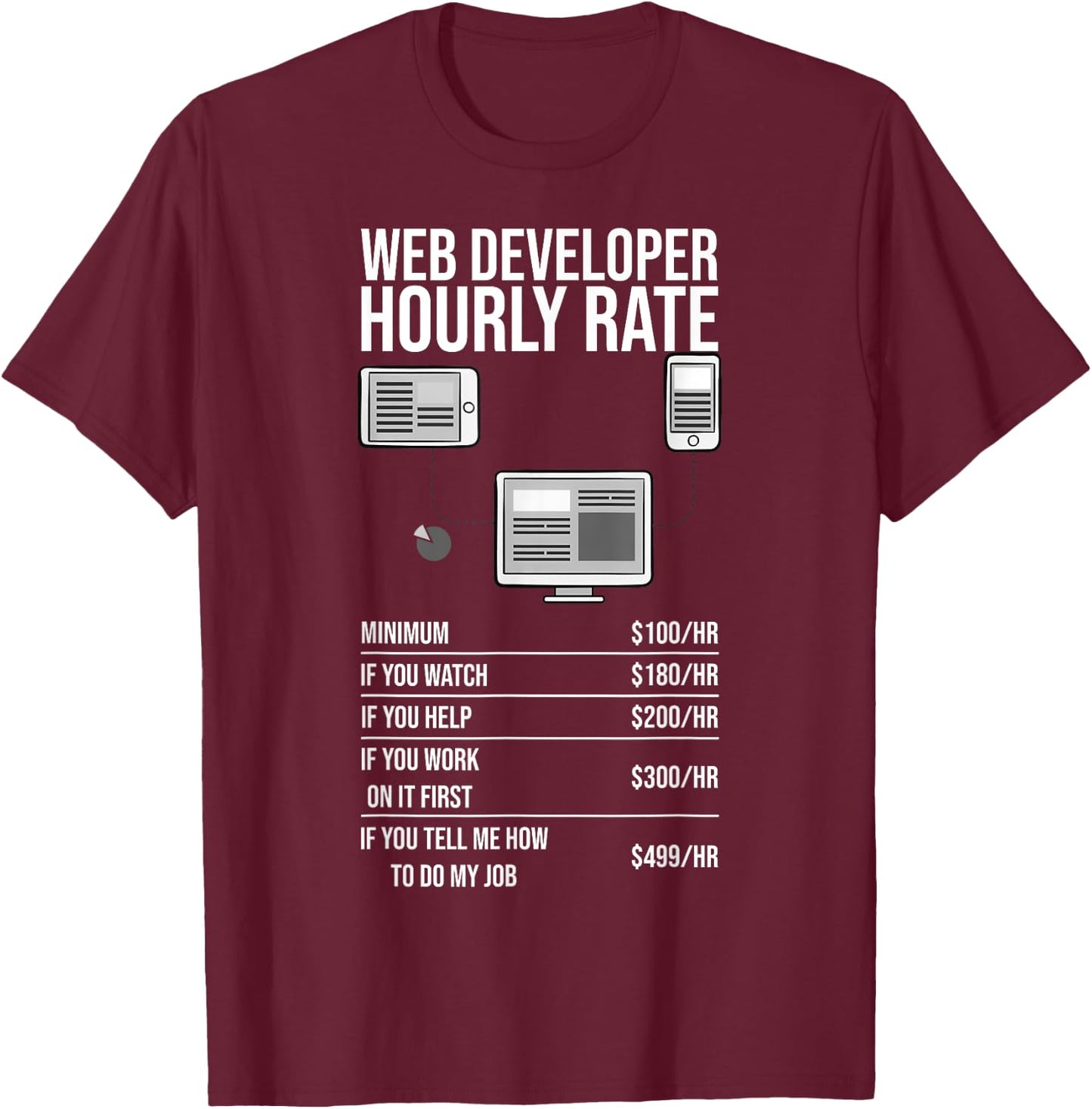 Web Developer Tools App Computer Science Website Technology T-Shirt - T-Shirt | Maroon