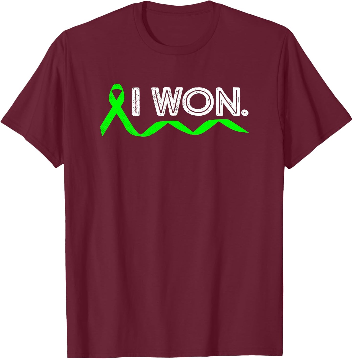 Lymphoma Cancer I Won Lime Green Ribbon Awareness Warrior T-Shirt - T-Shirt | Maroon