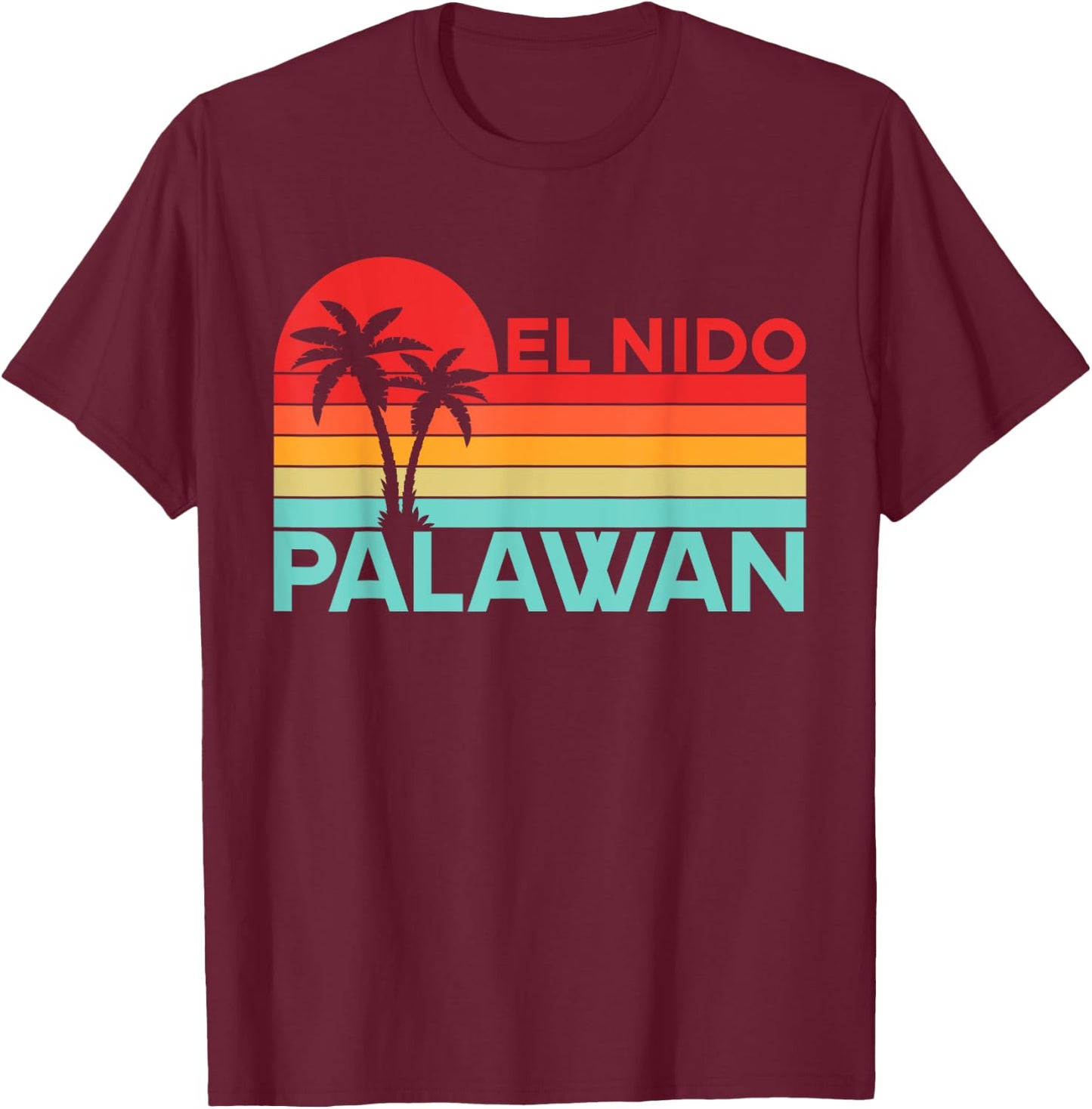 Vintage Philippines Vacation Travel Asia El Nido Palawan T-Shirt - T-Shirt | Maroon