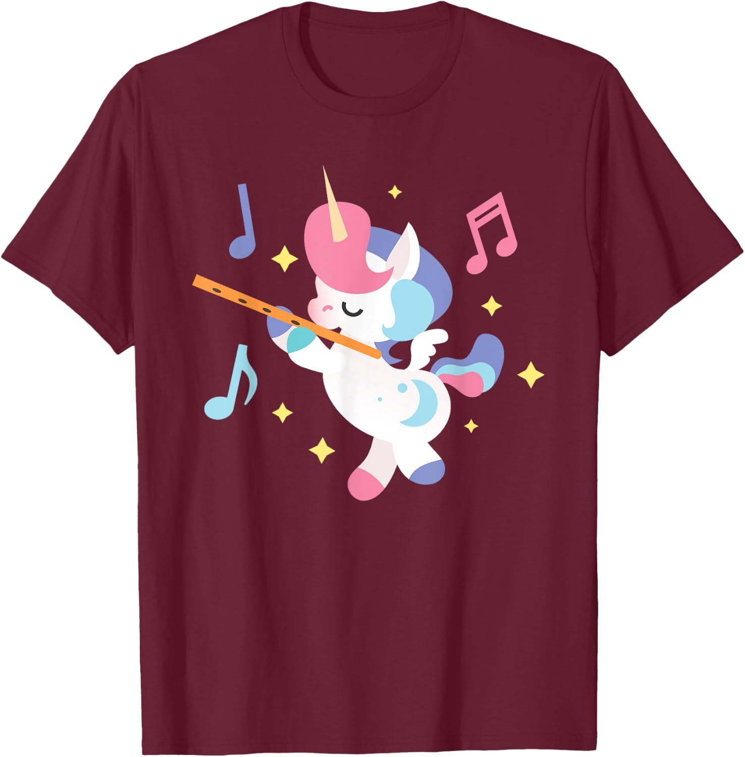 Flute Unicorn - Flute Player Flutist Marching Band Music T-Shirt - T-Shirt | Maroon