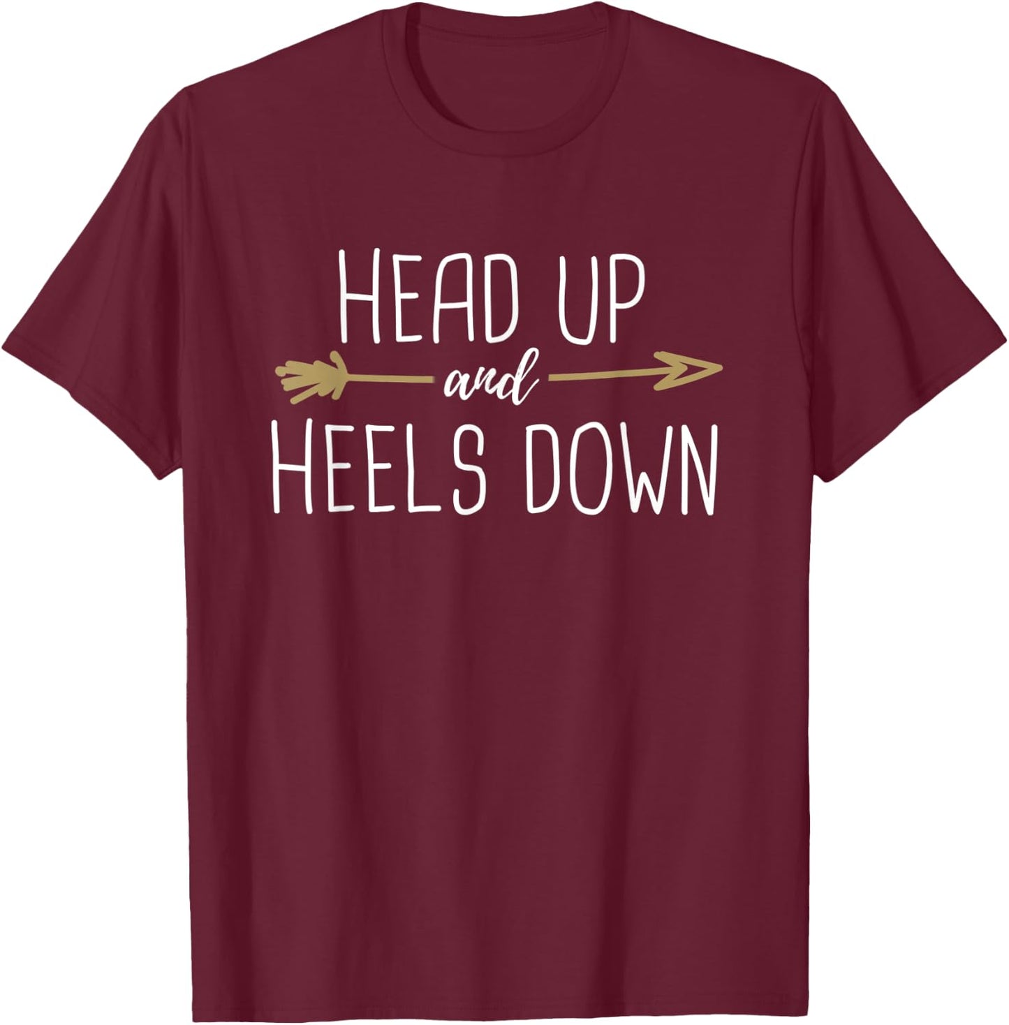 Head Up And Heels Down Horseback Riding T-Shirt - T-Shirt | Maroon