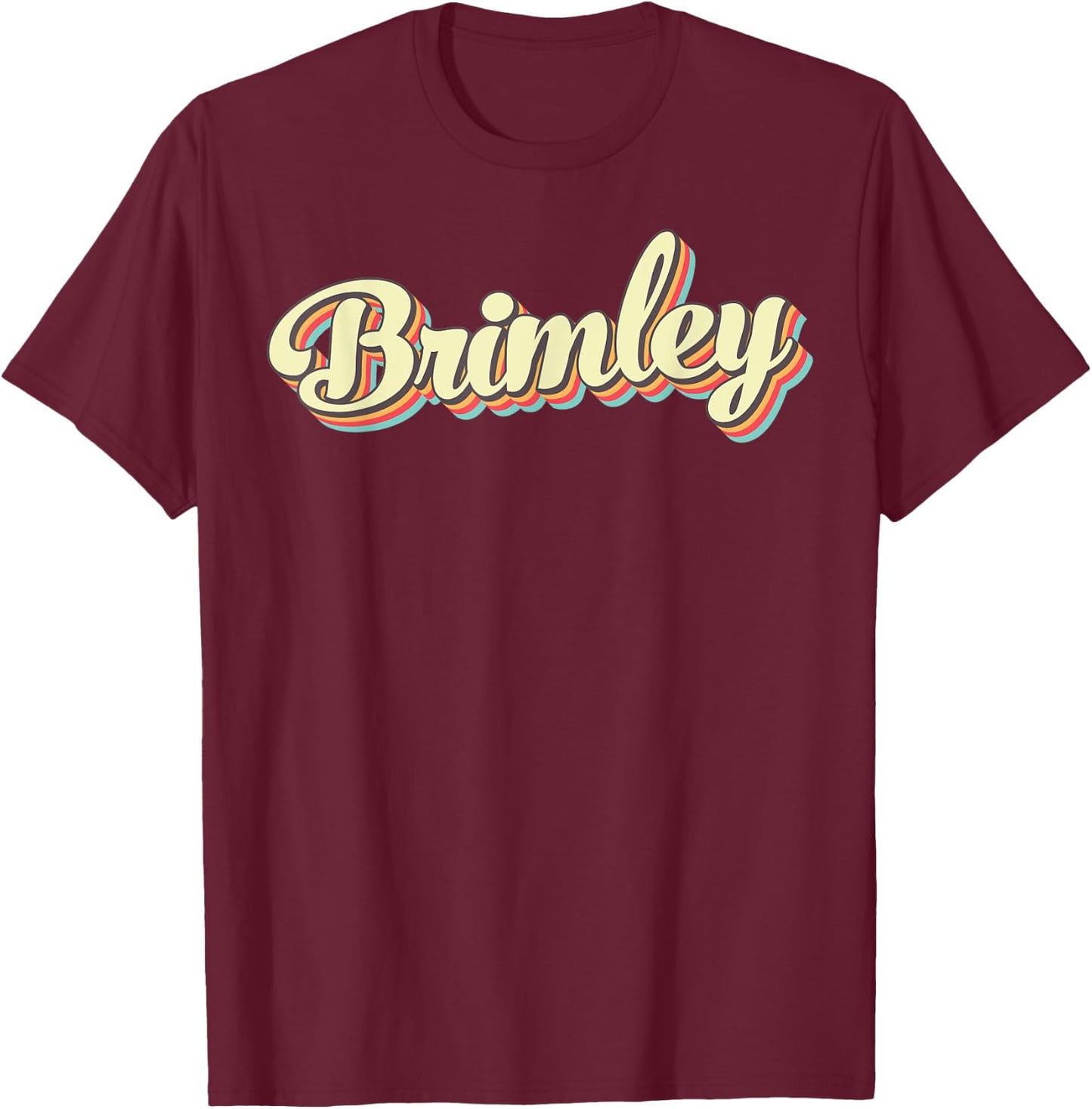 Brimley Retro Art Baseball Font Vintage T-Shirt - T-Shirt | Maroon