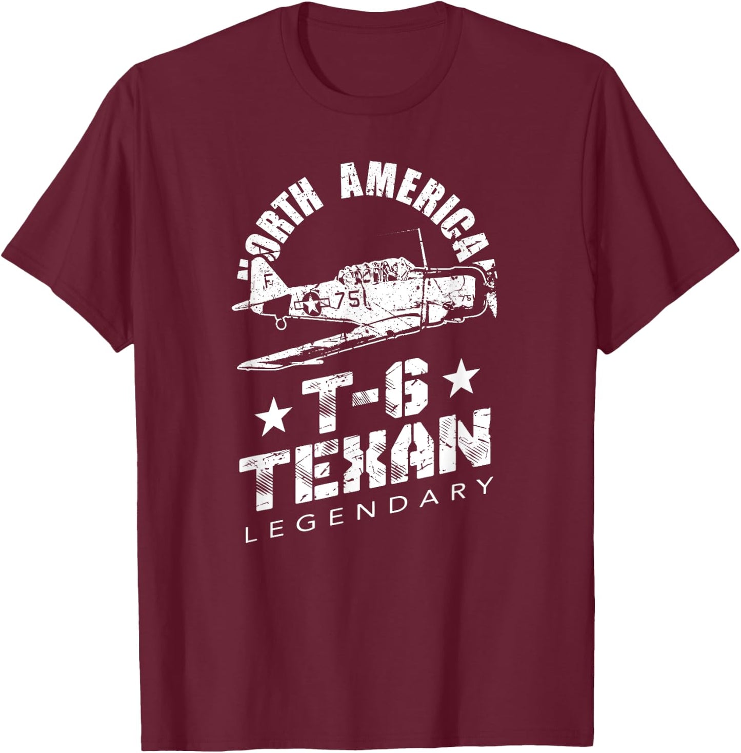 North American T-6 Texan Legendary Warbird Pilot Trainer T-Shirt - T-Shirt | Maroon