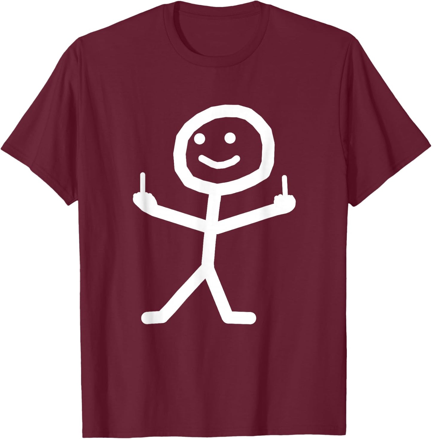 Funny stick man with middle finger gift T-Shirt - T-Shirt | Maroon