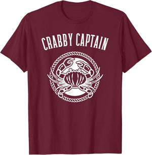 Crabby Captain - Funny Crab Crabbing Fishing Boat Captains T-Shirt - T-Shirt | Maroon