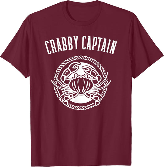 Crabby Captain - Funny Crab Crabbing Fishing Boat Captains T-Shirt - T-Shirt | Maroon