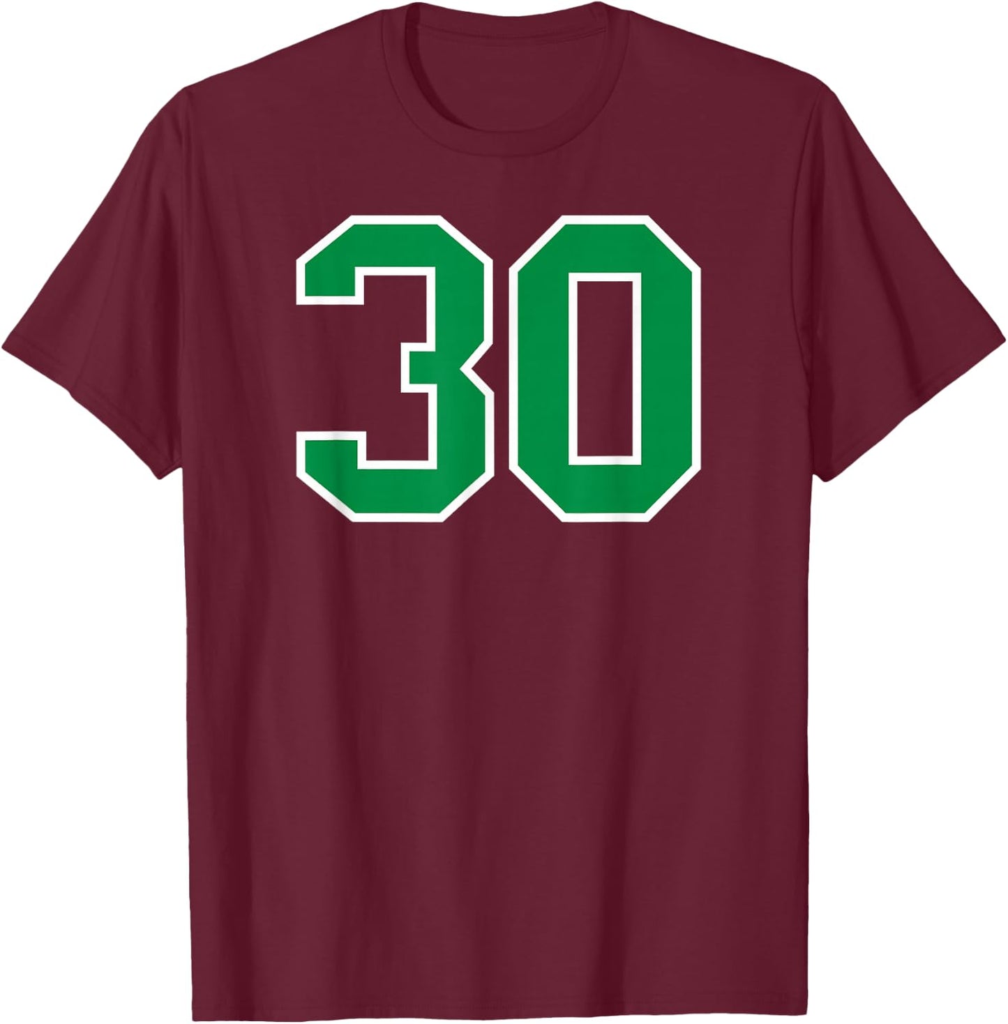 Green Sport Team Number #30 T-Shirt - T-Shirt | Maroon
