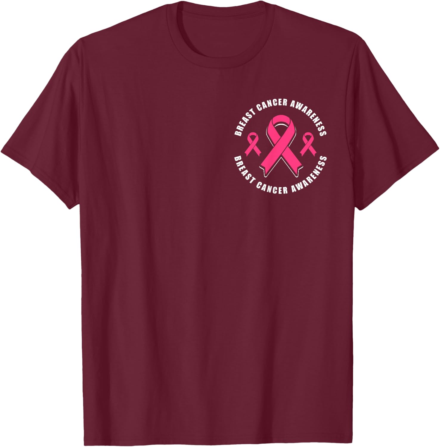 Breast Cancer Awareness Pink Ribbon T-Shirt - T-Shirt | Maroon