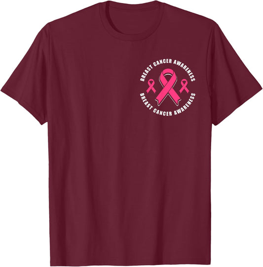 Breast Cancer Awareness Pink Ribbon T-Shirt - T-Shirt | Maroon