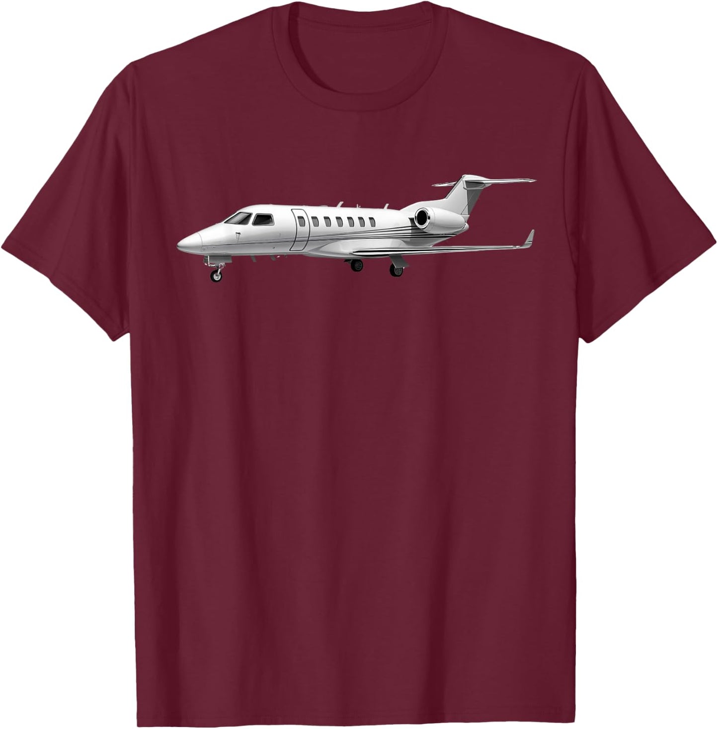 Pilatus PC-24 Airplane Aviation Drawing T-Shirt - T-Shirt | Maroon