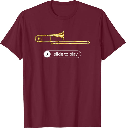 Slide to play, funny trombone T-Shirt - T-Shirt | Maroon