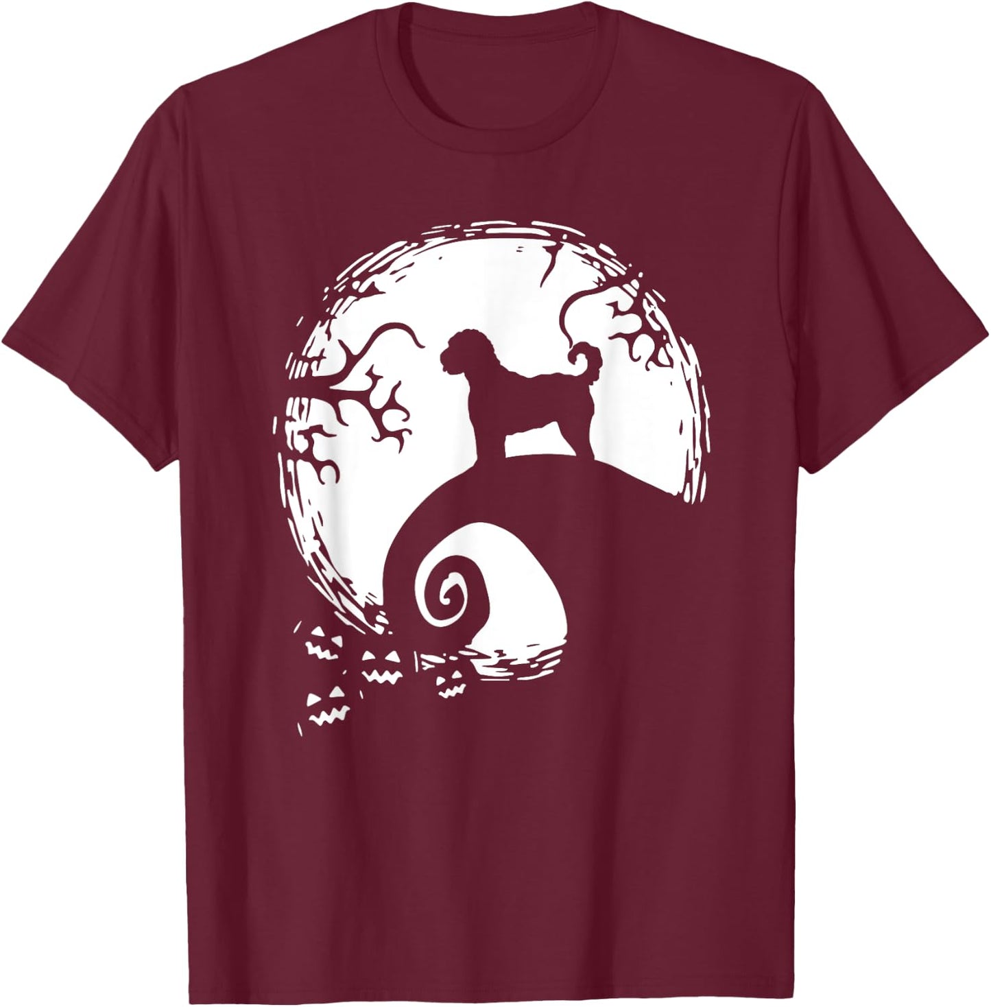 Labradoodle And Moon Halloween T-Shirt - T-Shirt | Maroon