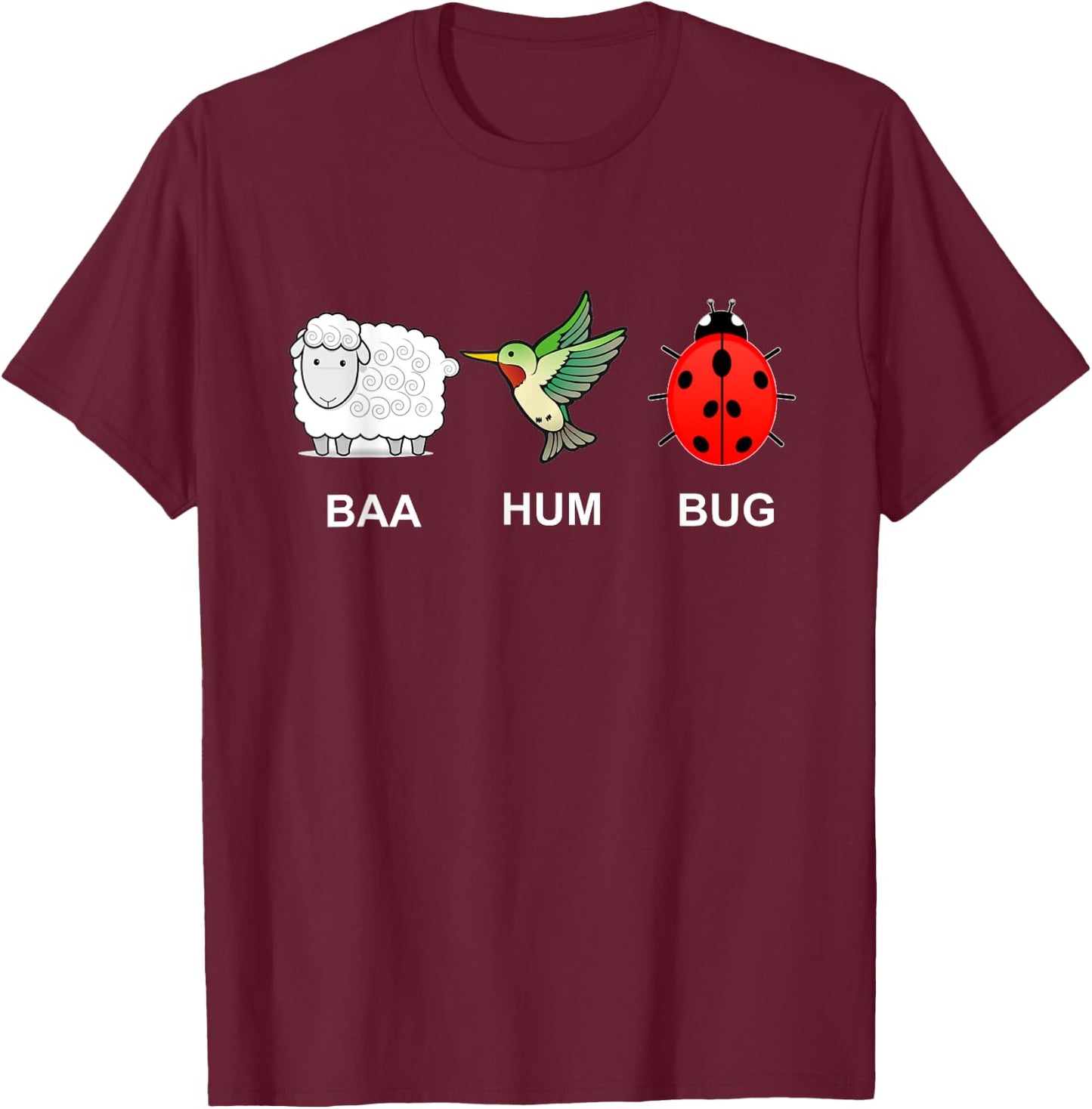 BAA HUM BUG - Bah Humbug Funny Graphic Holiday Christmas T-Shirt - T-Shirt | Maroon