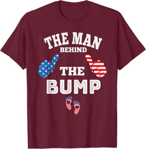 The Man Behind The Baby Bump, July 4th T-Shirt - T-Shirt | Maroon