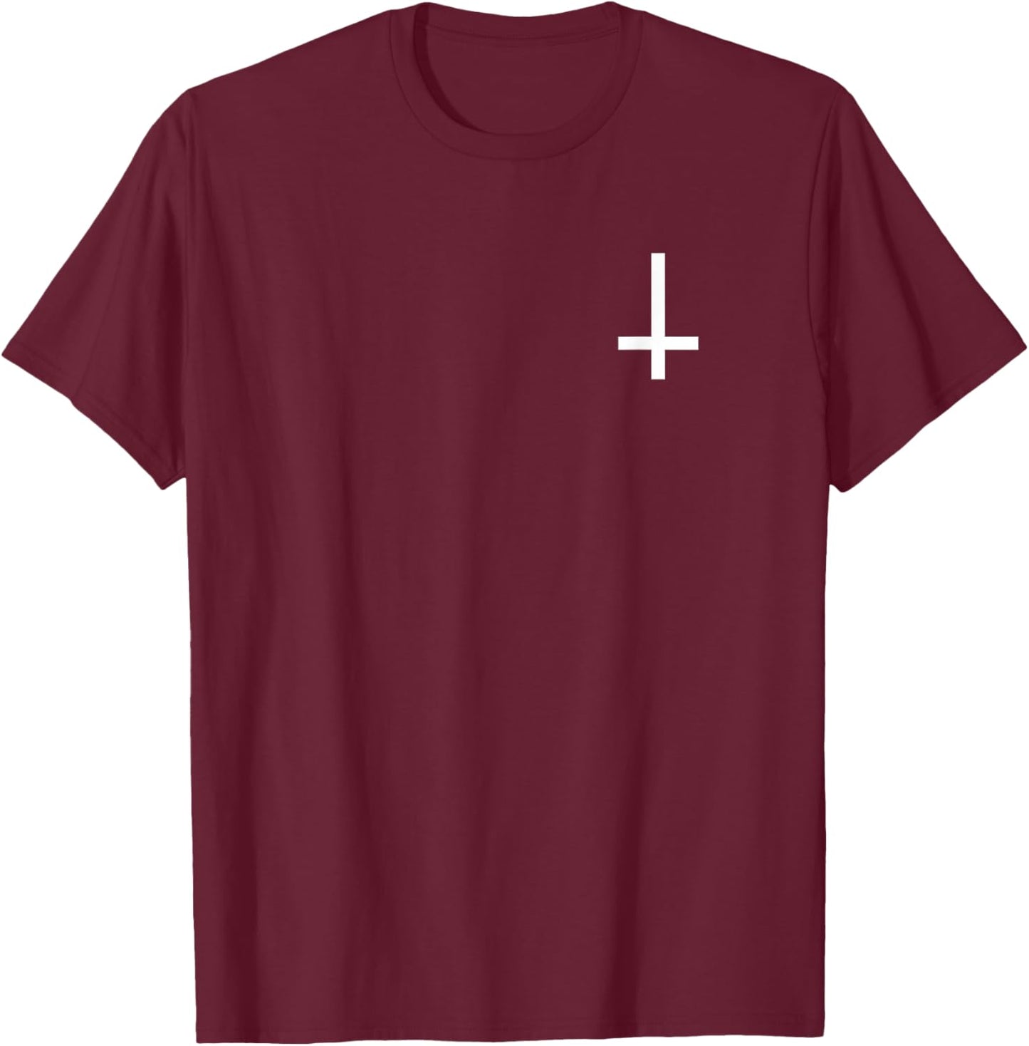 Inverted Cross - Satan Luzifer Demon Fun Discreet T-Shirt - T-Shirt | Maroon