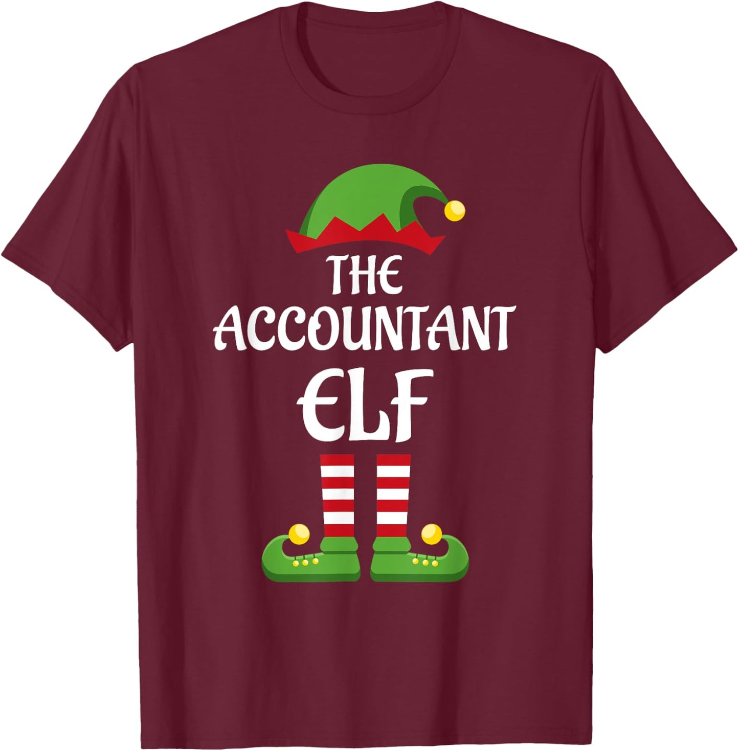 Accountant Elf Family Matching Group Christmas T-Shirt - T-Shirt | Maroon